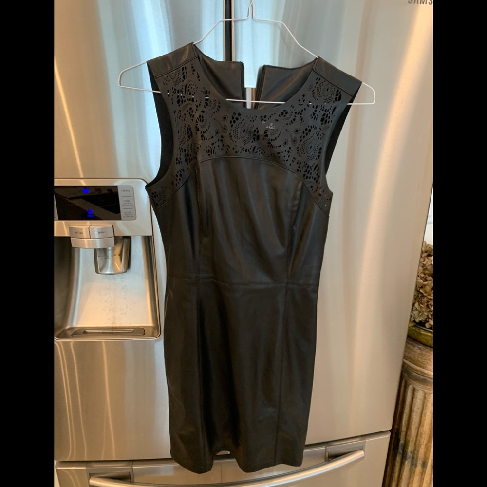 Faux leather mini dress